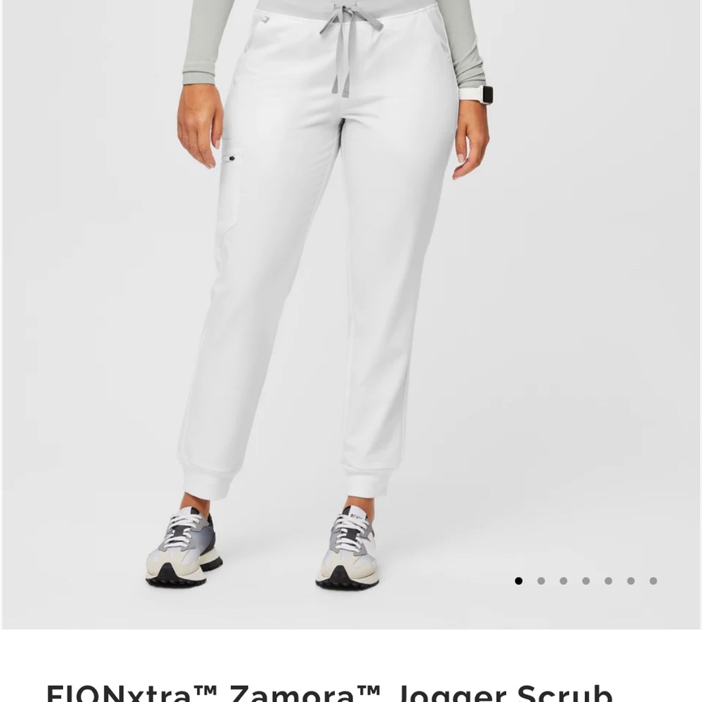 Full pairs (sets) of White Zamora cargo FIGS and Catarina XS tops